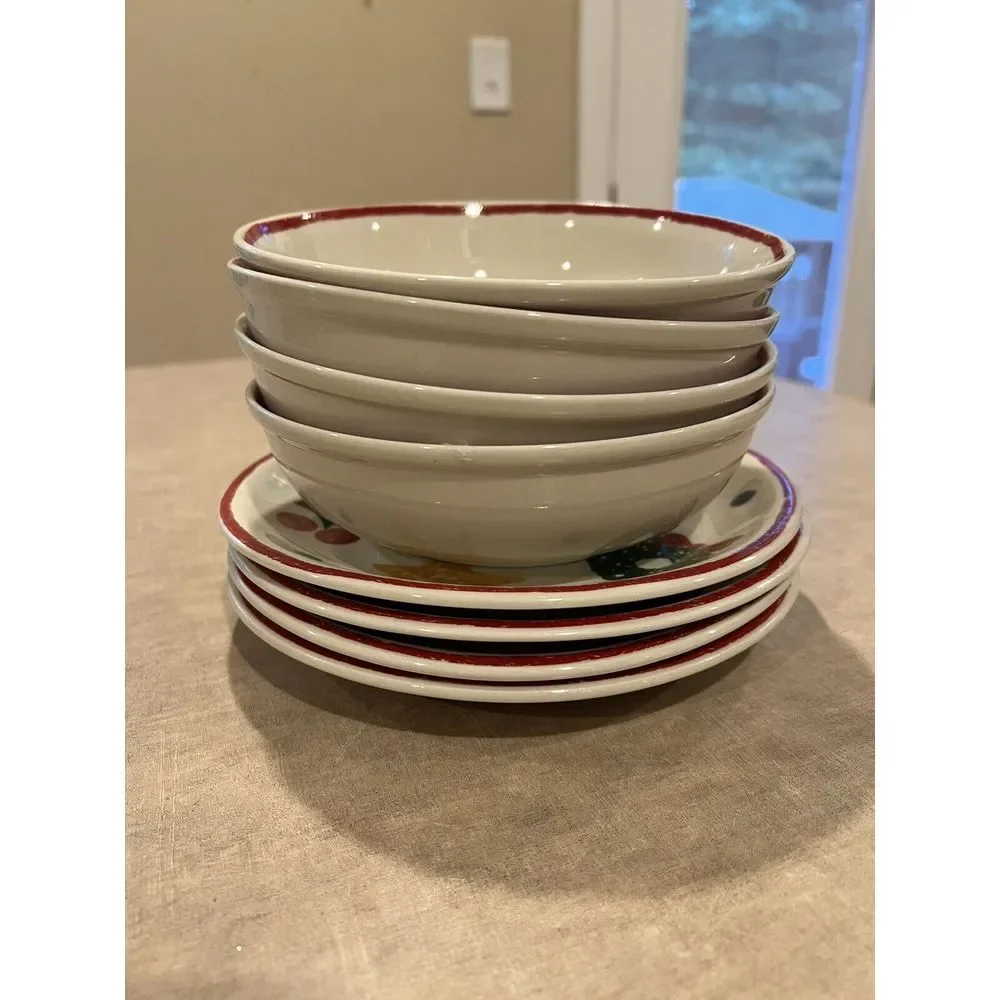 Libbey Christmas Cookie Plates And Bowls - Lot Of 4 Each - EUC